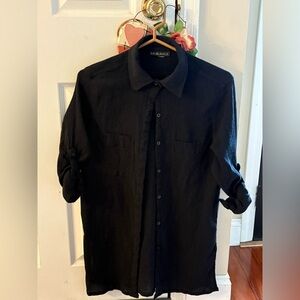 La Blanca swim cover up linen black shirt